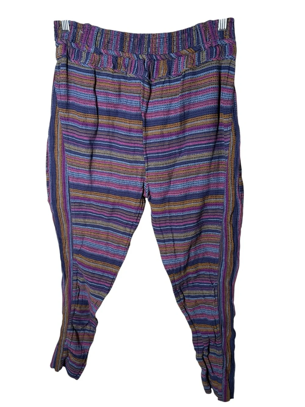 Free People Sweet Escape High Waist Harem Woven Striped Pants Pouch Pockets S
